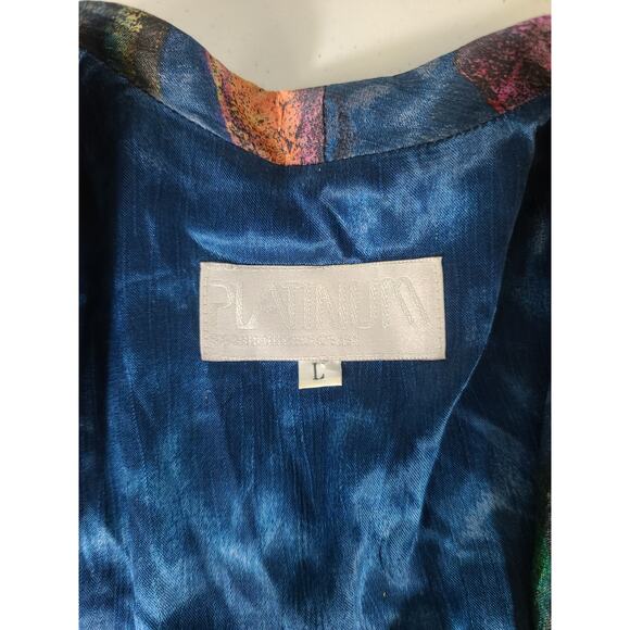 Dorothy Schoelen Platinum Blue Green Yellow BOHO Beads Jacket Top Overshirt L - Picture 5 of 5